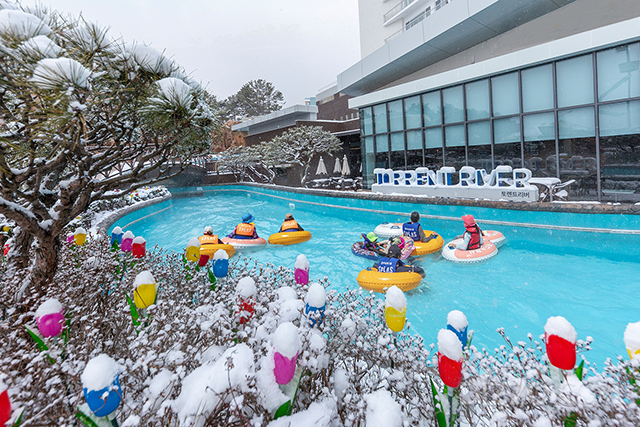 한겨울에도 '온수풀' 운영으로 방문객 끊이지 않는 호텔·리조트