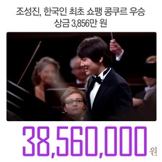 조성진, 한국인 최초 쇼팽 콩쿠르 우승 상금 3,856만 원