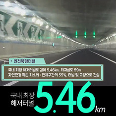 국내 최장 해저터널인 5.46㎞ 길이 '인천북항터널'