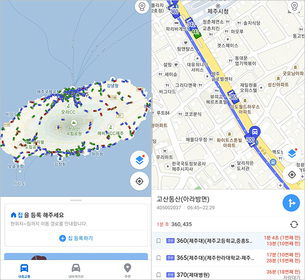지도상에서 제주 버스의 실시간 위치 확인, 카카오맵 '초정밀 버스 위치정보' 서비스 제공