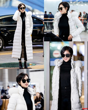 배우 김민정, 시크한 '블랙&amp;화이트 룩'으로 공항 패션의 정석 선보여