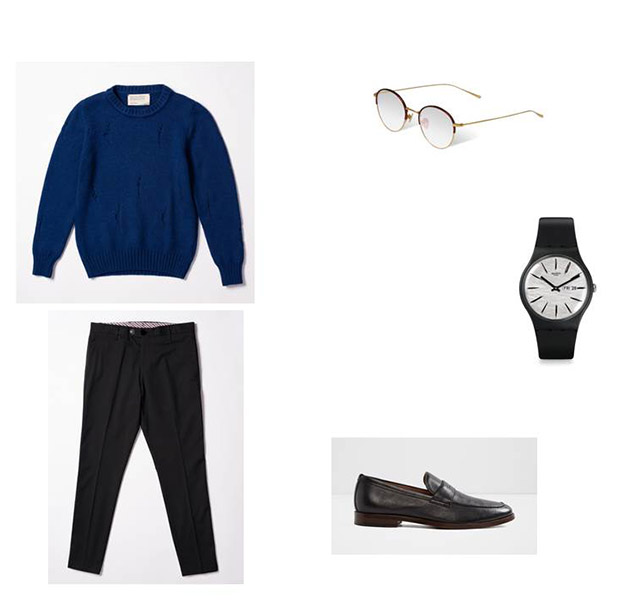 니트, 팬츠-닐카터, 안경-베디베로, 시계-스와치, 슈즈-알도 / 각 업체제공