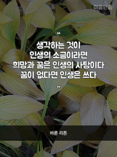 "꿈이 없다면 인생은 쓰다"