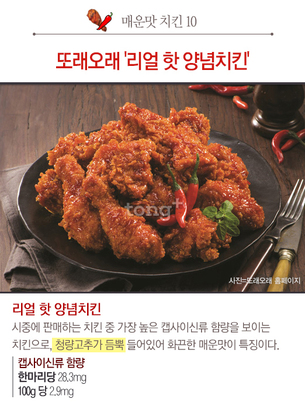 가장 매운맛을 자랑하는 매운 치킨 10가지