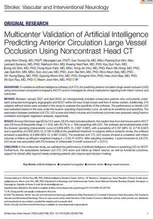 제이엘케이 뇌졸중 AI ‘JLK-CTL’, 다기관 임상 성과 국제 학술지 게재