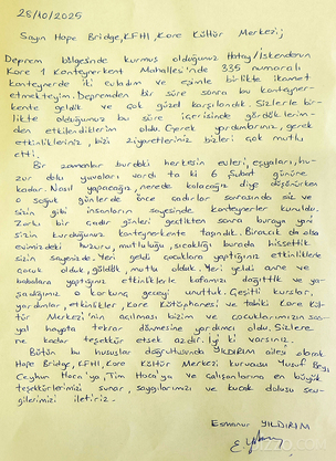 튀르키예 지진 피해민 감사 편지... “희망브리지 문화센터, 삶의 회복에 큰 힘”