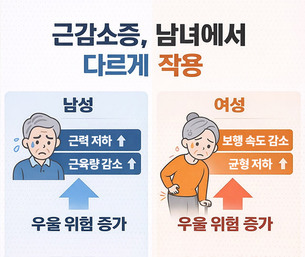 노년 우울, 근감소증 영향 성별로 달라…남녀 위험 요인 차이 확인